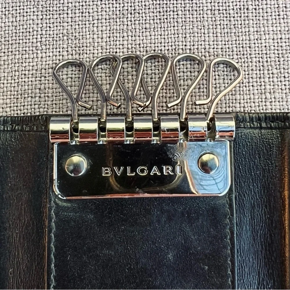 Bulgari key case leather black